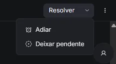 uma conversa aberta no AgaronChat mostrando, se possível, o controle utilizado para alterar o status da conversa