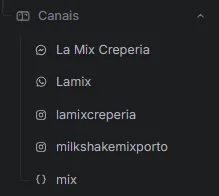 menu lateral do AgaronChat com a seção Canais expandida, mostrando diferentes caixas, como números de WhatsApp, Instagram e chat do site